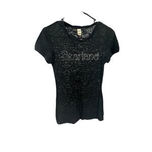 Kavio Black Burnout Pearland Embellished Short Sleeve T-Shirt Women's Size Small